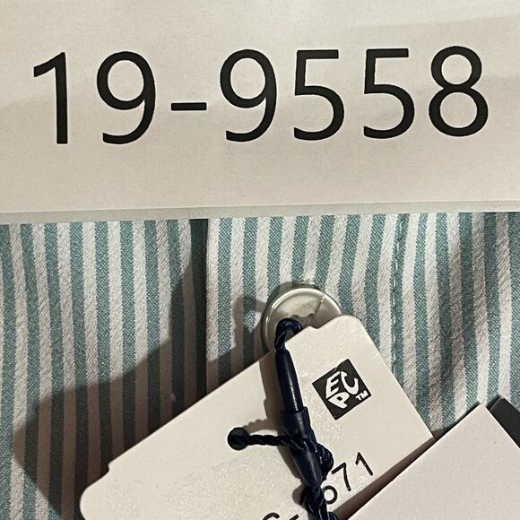 Mizzen Main Leeward Dress Shirt Mens Medium Trim Nile Blue Stripe Button Down - Picture 11 of 11